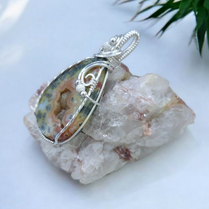 Sterling Silver Druzy Marcasite Pendant