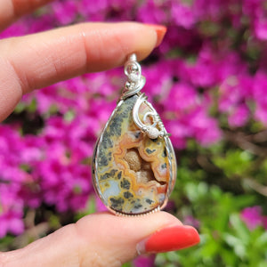 Sterling Silver Druzy Marcasite Pendant