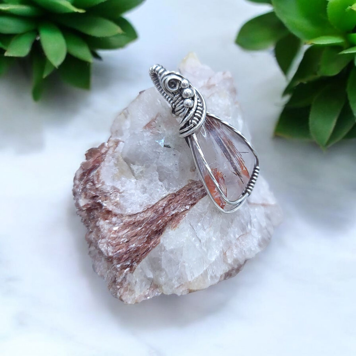Antique Sterling Silver Iron Stained Quartz (Minas Gerias Brazil)