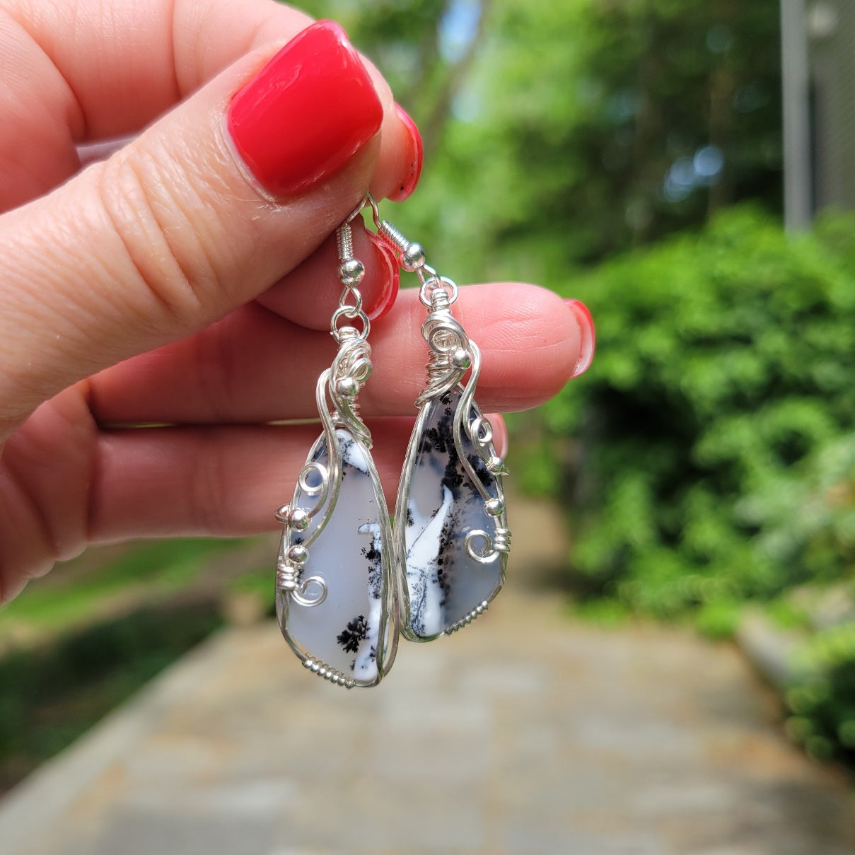 Sterling Silver Dendritic Agate Earrings