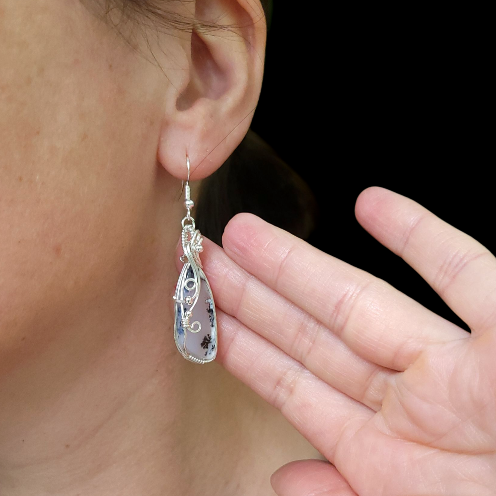 Sterling Silver Dendritic Agate Earrings