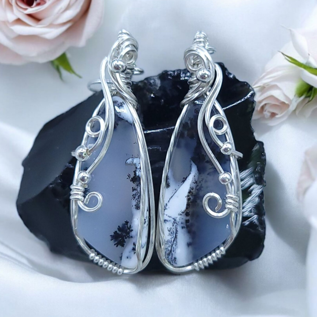 Sterling Silver Dendritic Agate Earrings