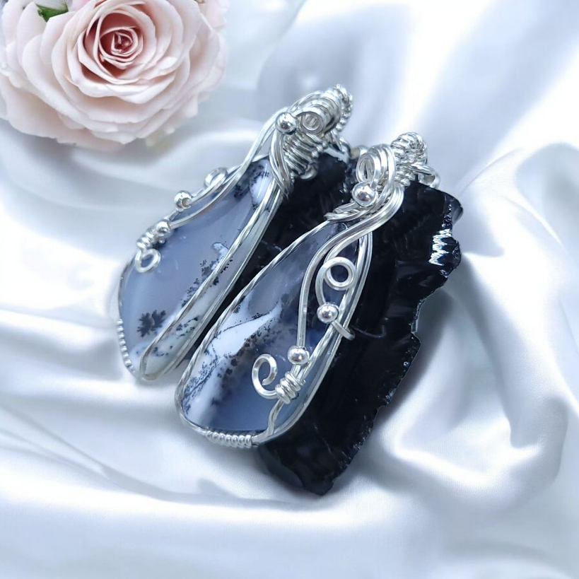 Sterling Silver Dendritic Agate Earrings