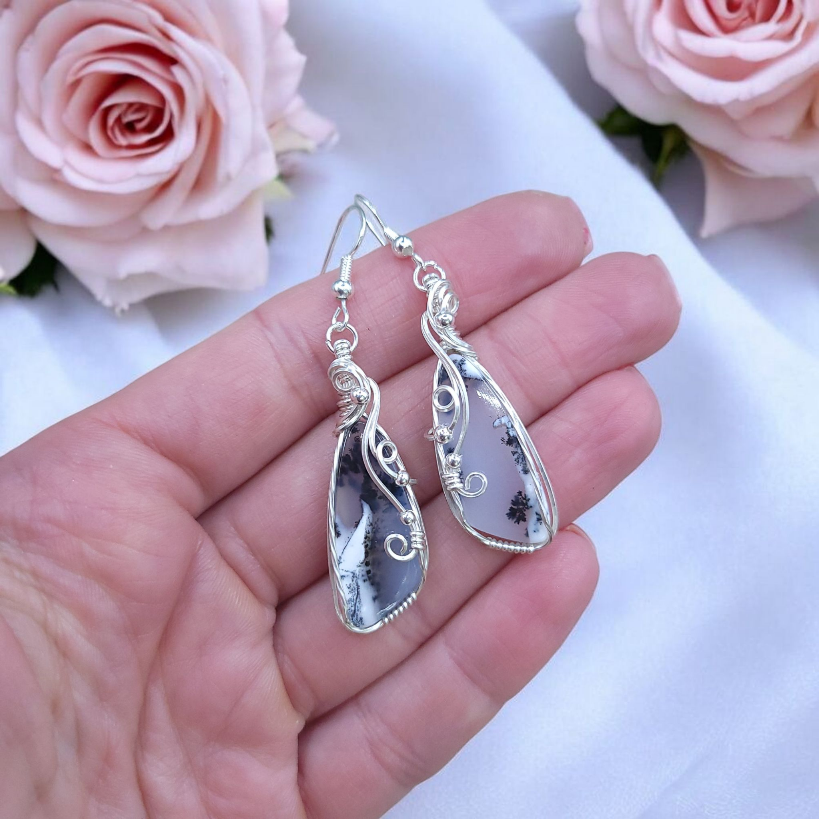 Sterling Silver Dendritic Agate Earrings