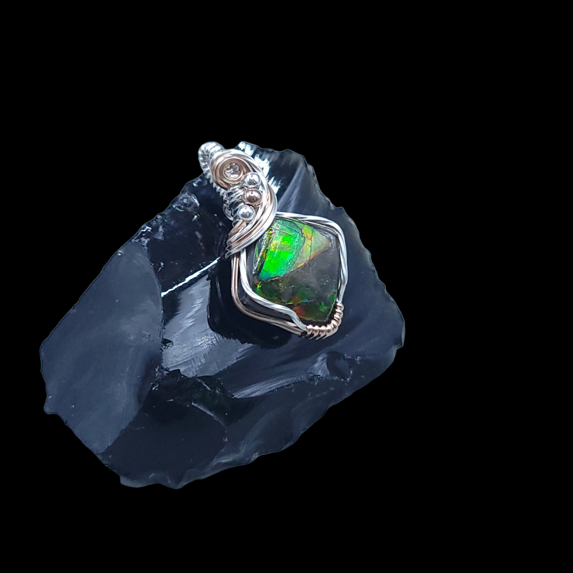 Mixed Metal Ammolite Pendant