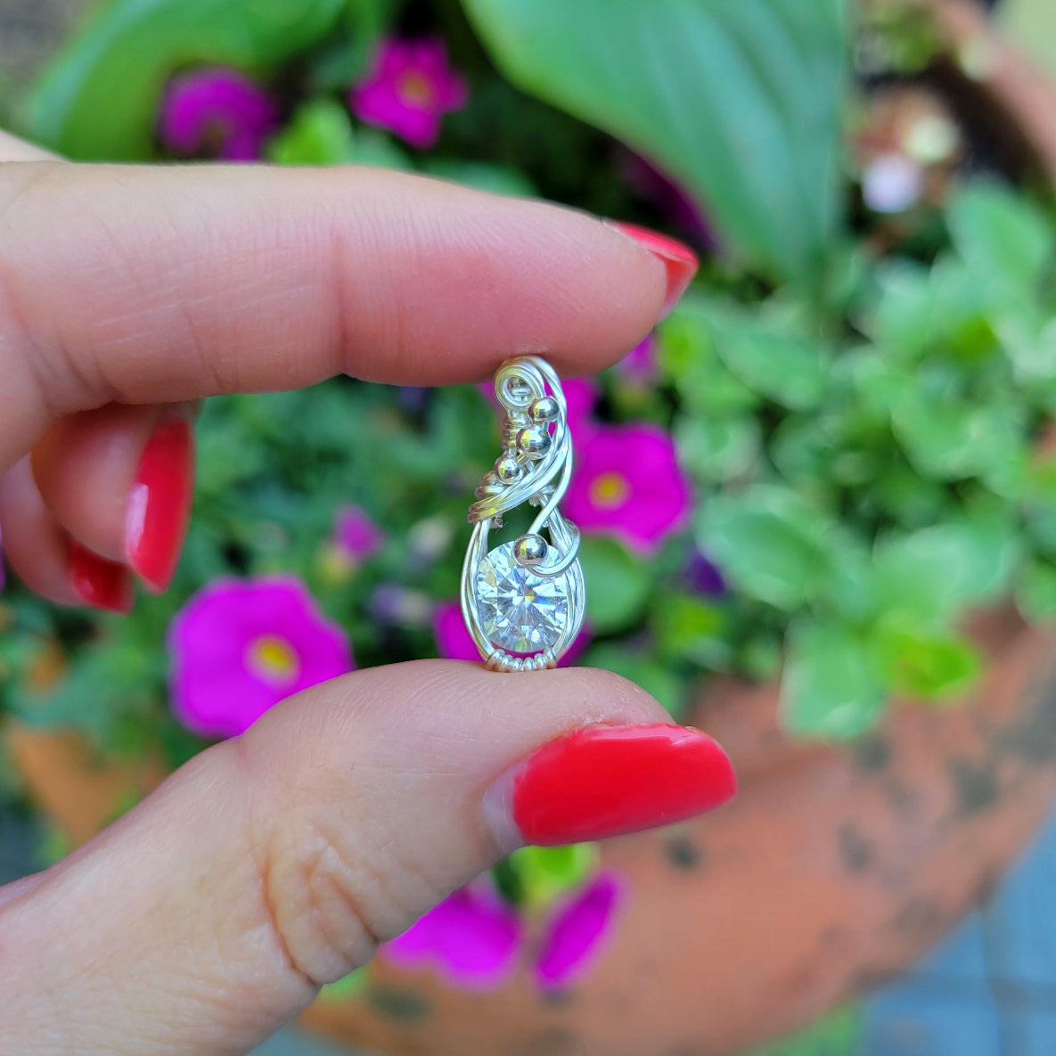 Sterling Silver Moissanite Pendant