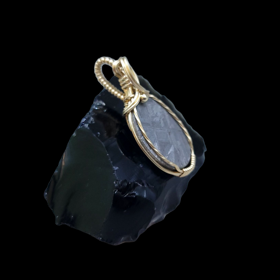 14k Yellow Gold Gibeon Meteorite Pendant