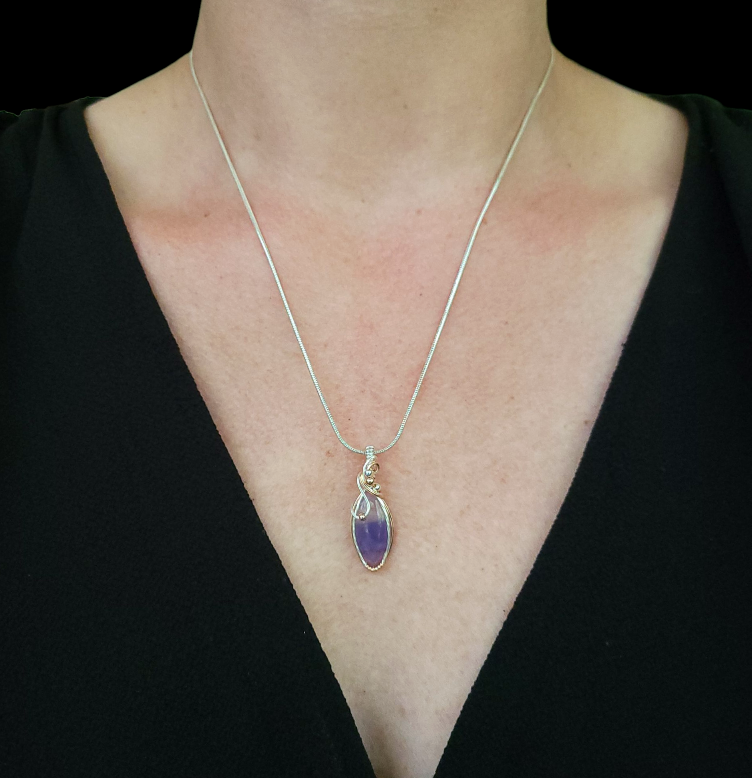 Mixed Metal Bi-color Lavender Fluorite Pendant