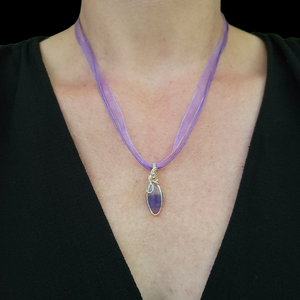 Mixed Metal Bi-color Lavender Fluorite Pendant