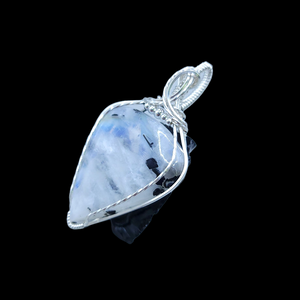 Sterling Silver Tourmalated Rainbow Moonstone Pendant