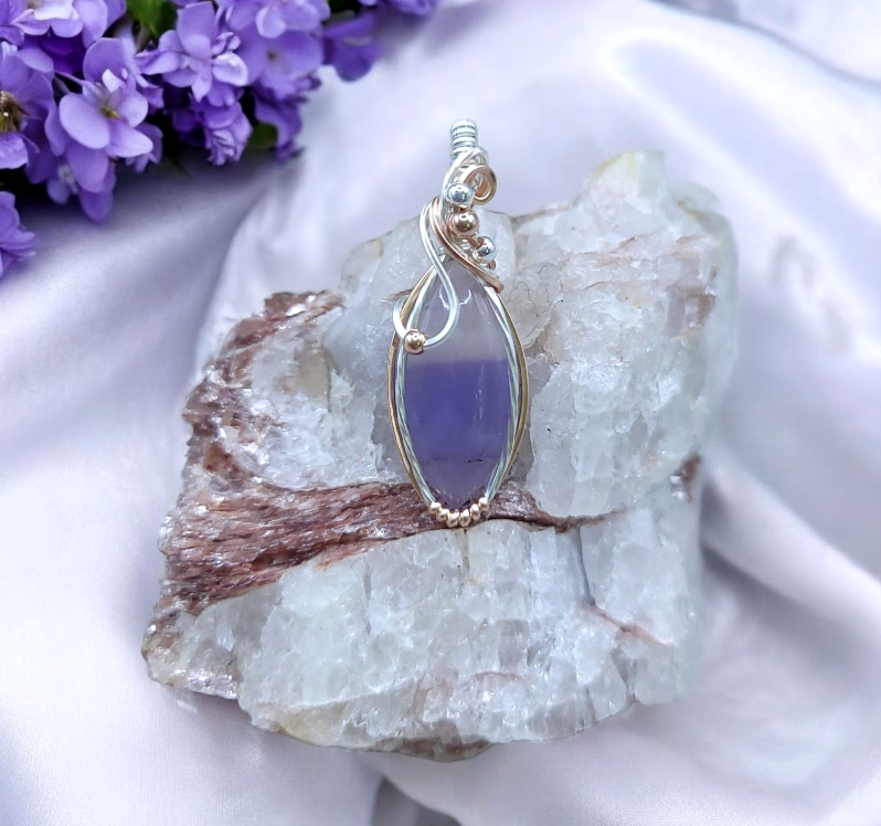 Mixed Metal Bi-color Lavender Fluorite Pendant