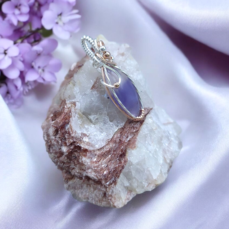 Mixed Metal Bi-color Lavender Fluorite Pendant