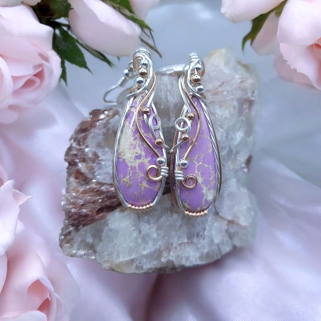 Mixed Metal Phosphosiderite Earrings