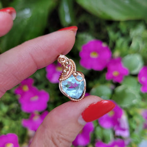 14K Rose Gold Filled Aquamarine Pendant
