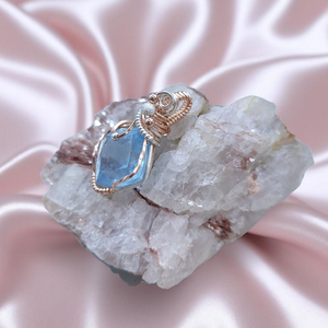 Mixed Metal Aquamarine Crystal Pendant