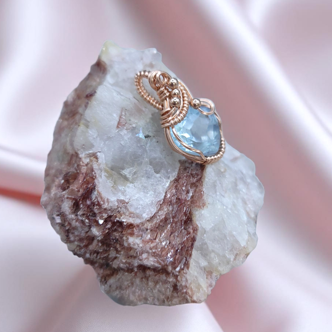 14K Rose Gold Filled Aquamarine Pendant