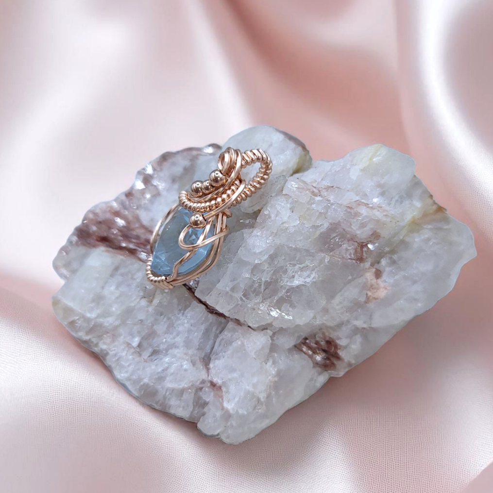 14K Rose Gold Filled Aquamarine Pendant