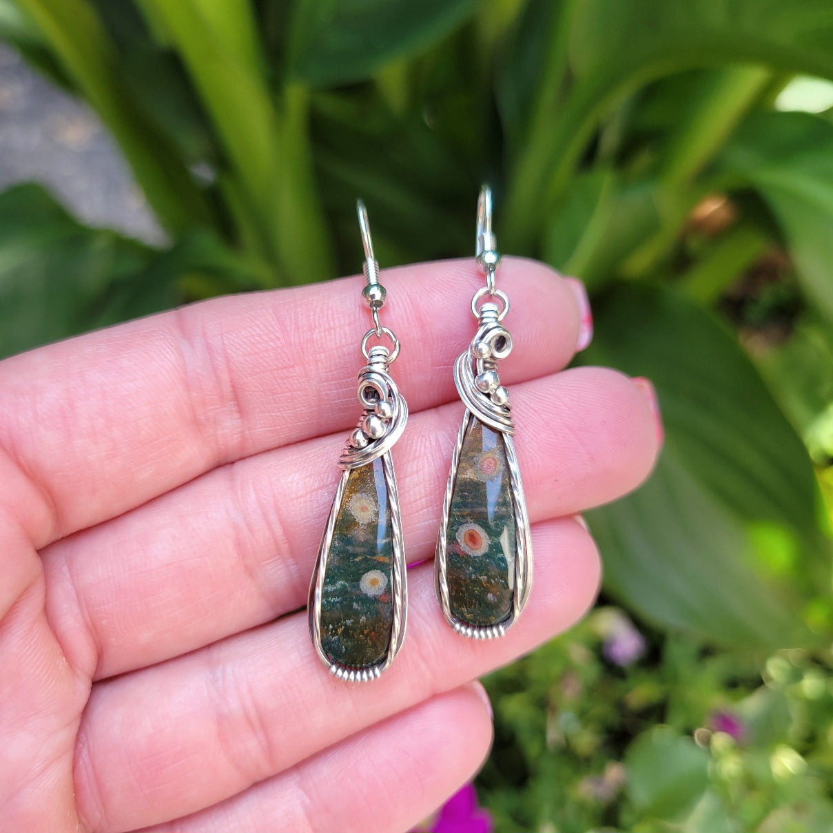 Antique Sterling Silver Bloodstone Earrings