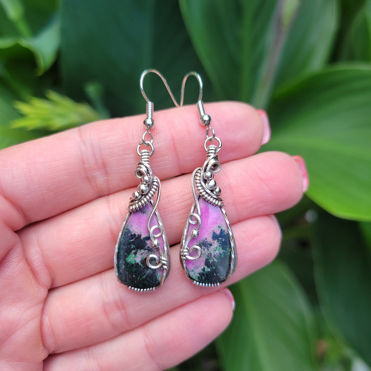 Antique Sterling Silver Cobalt Calcite Earrings