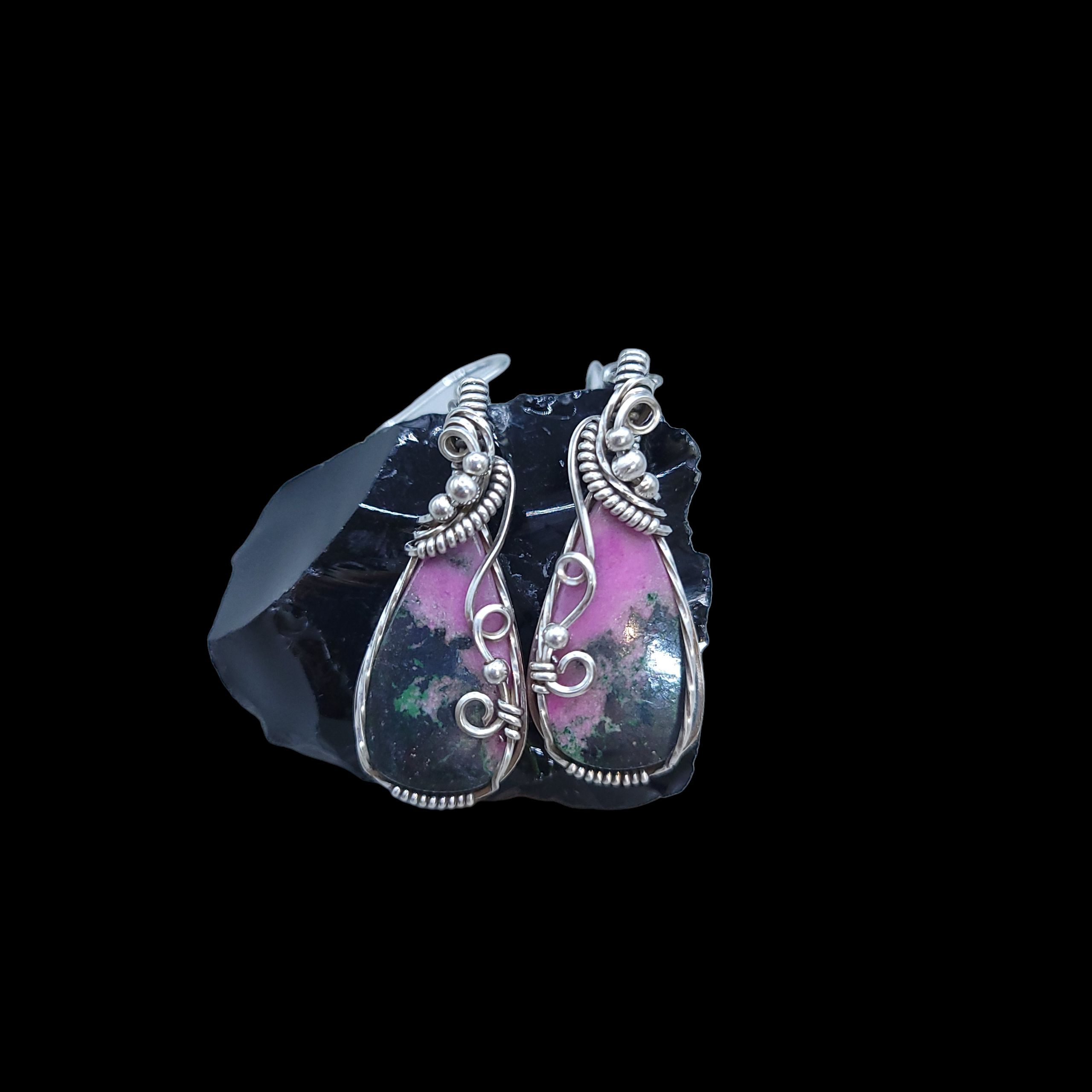 Antique Sterling Silver Cobalt Calcite Earrings