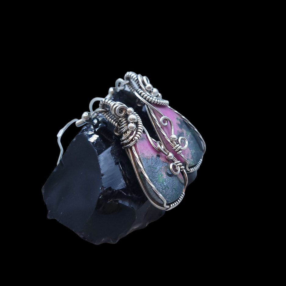 Antique Sterling Silver Cobalt Calcite Earrings