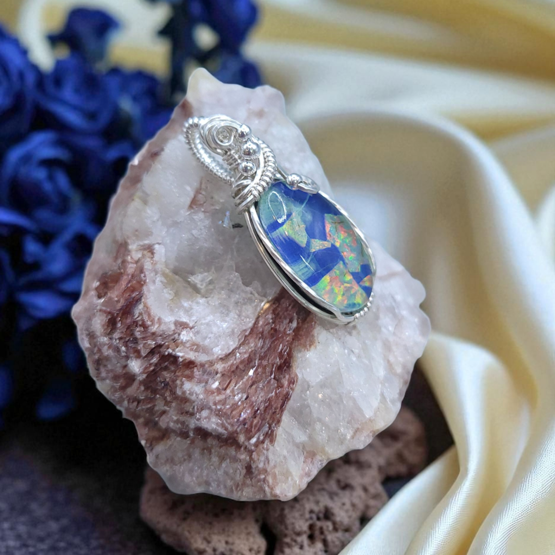 Sterling Silver Monarch Opal  Pendant
