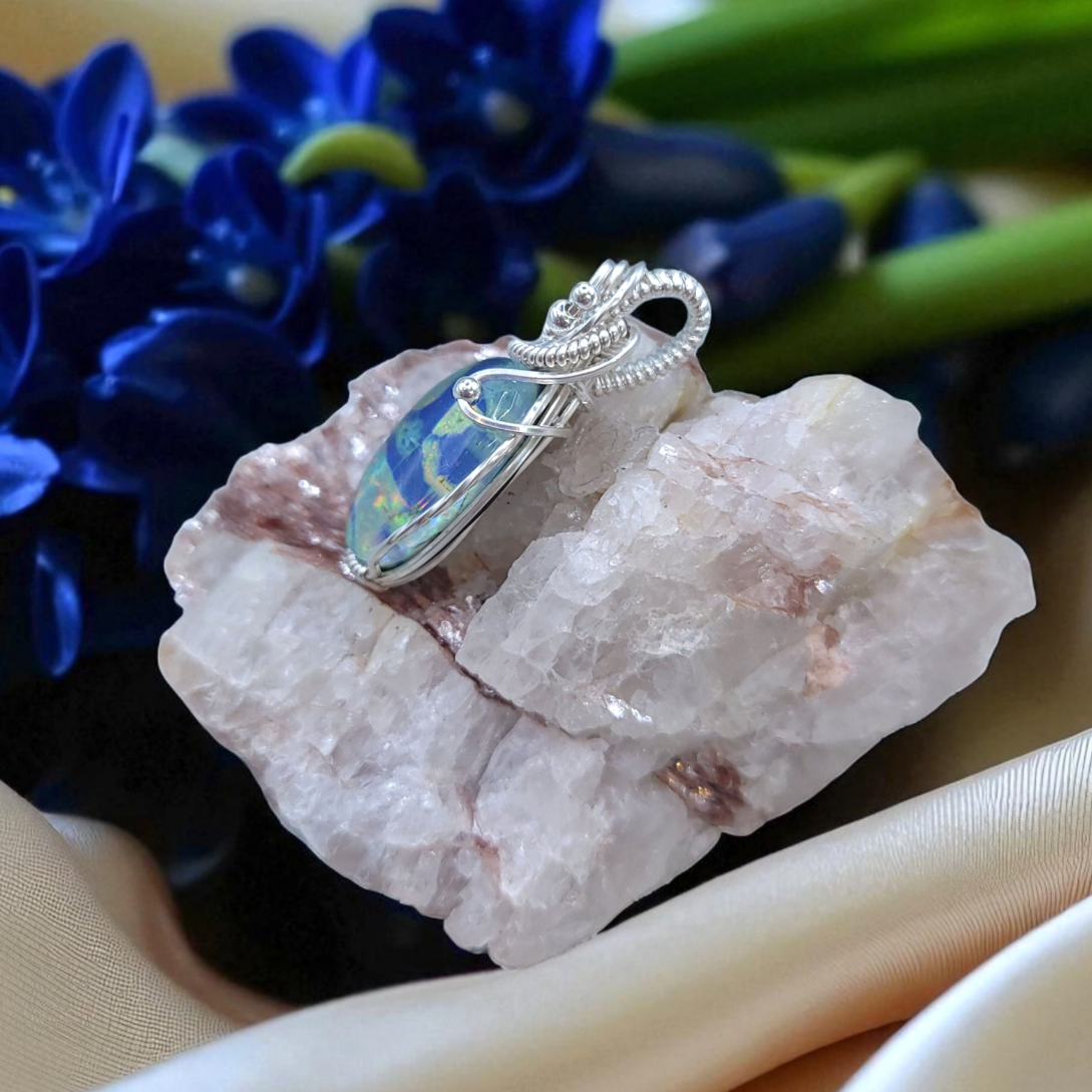 Sterling Silver Monarch Opal  Pendant