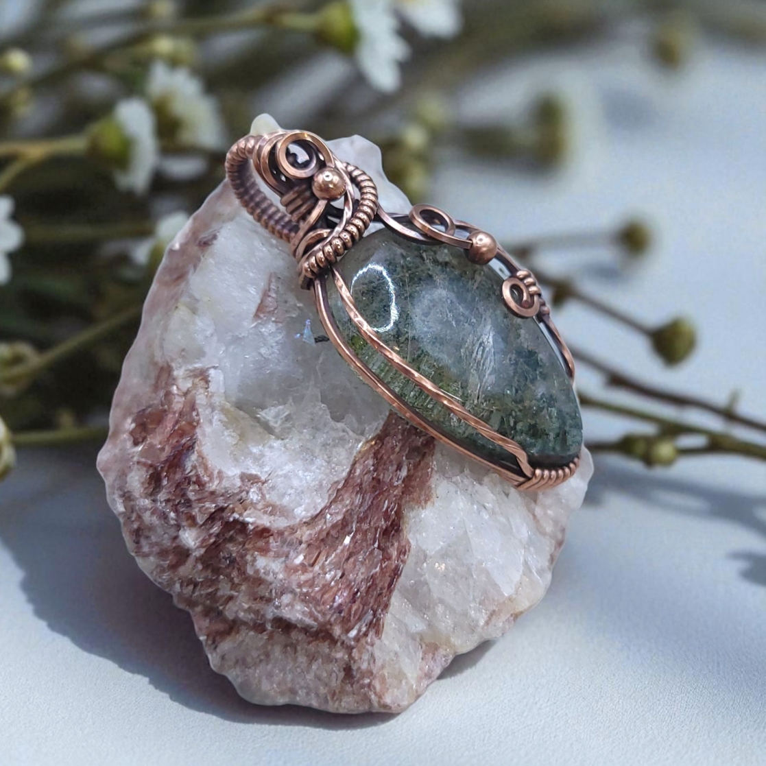 Imperial Rutilated Lodolite Copper Pendant