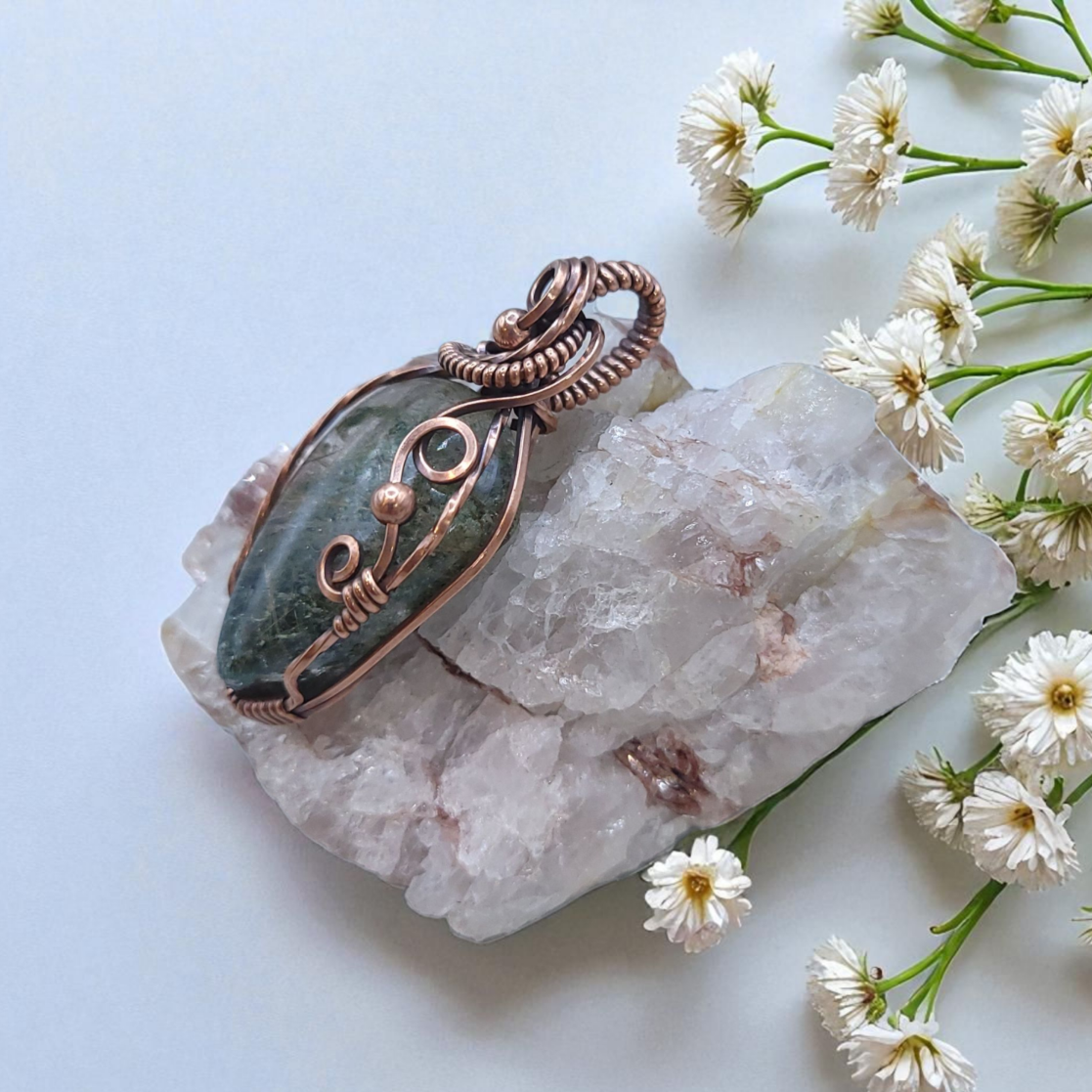 Imperial Rutilated Lodolite Copper Pendant
