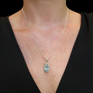 Mixed Metal AAA Aquamarine Pendant