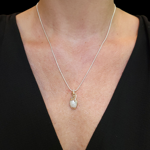 Mixed Metal Carved Freschwater Pearl Pendant