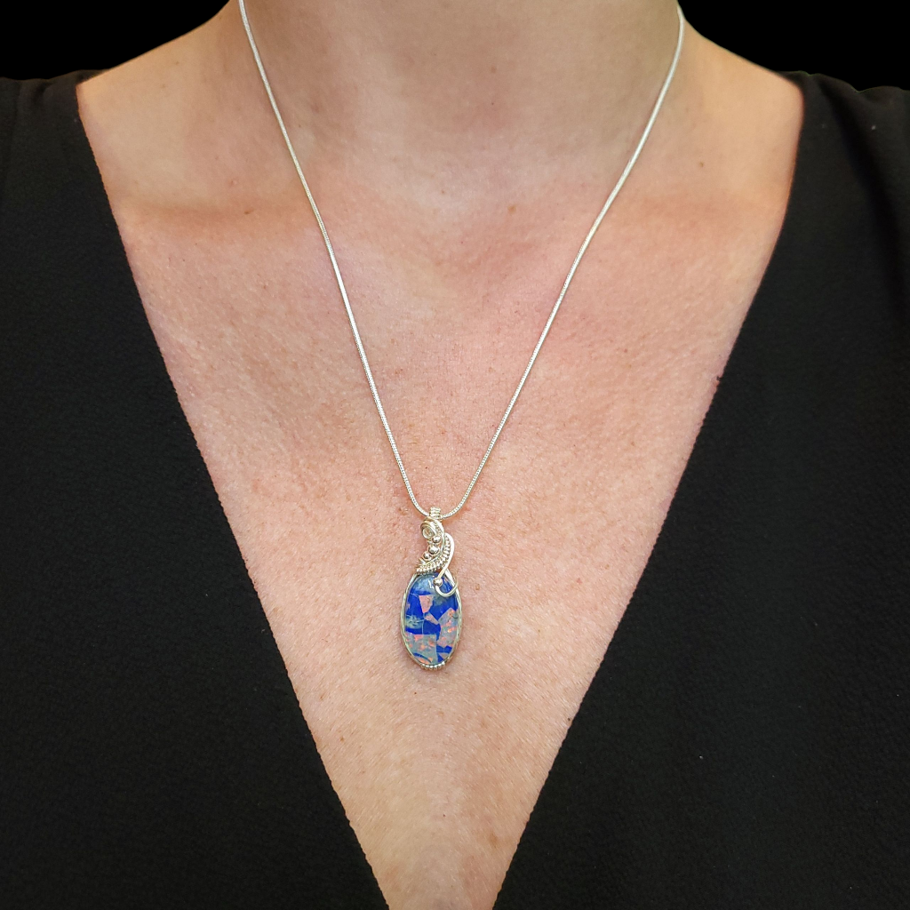 Sterling Silver Monarch Opal  Pendant