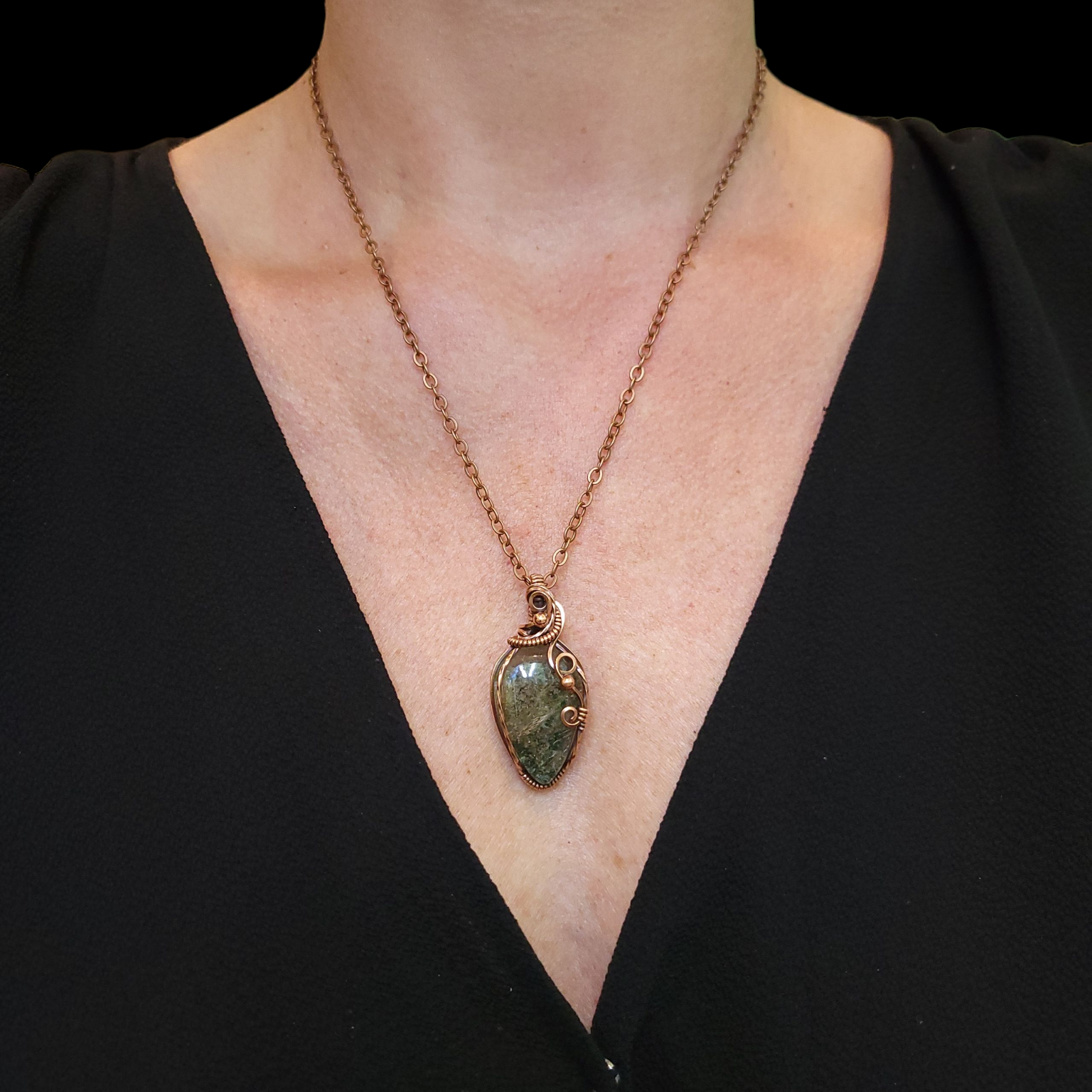 Imperial Rutilated Lodolite Copper Pendant