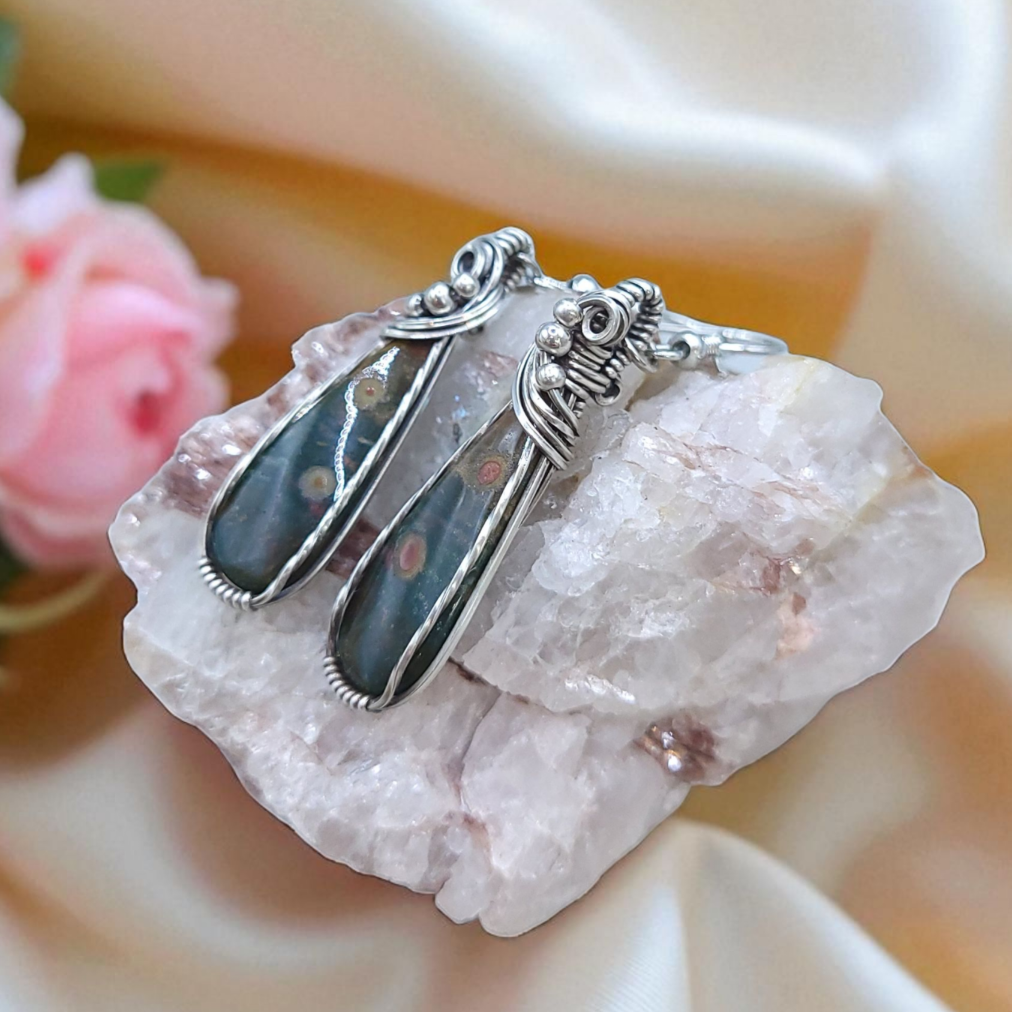 Antique Sterling Silver Bloodstone Earrings