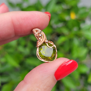 14K Rose Gold Filled Peridot Pendant