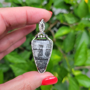 Antique Sterling Silver Orthoceras Fossil Pendant