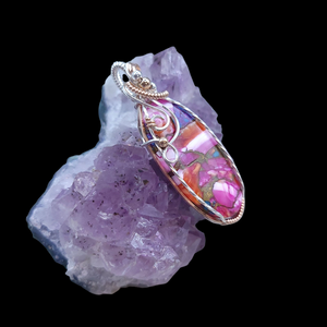 Mixed Metal Pink Spiny Oyster Turquoise Pendant