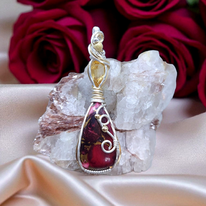 Mixed Metal Red Dahlia/Citrine Pendant