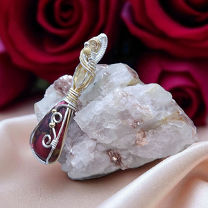 Mixed Metal Red Dahlia/Citrine Pendant