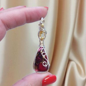 Mixed Metal Red Dahlia/Citrine Pendant