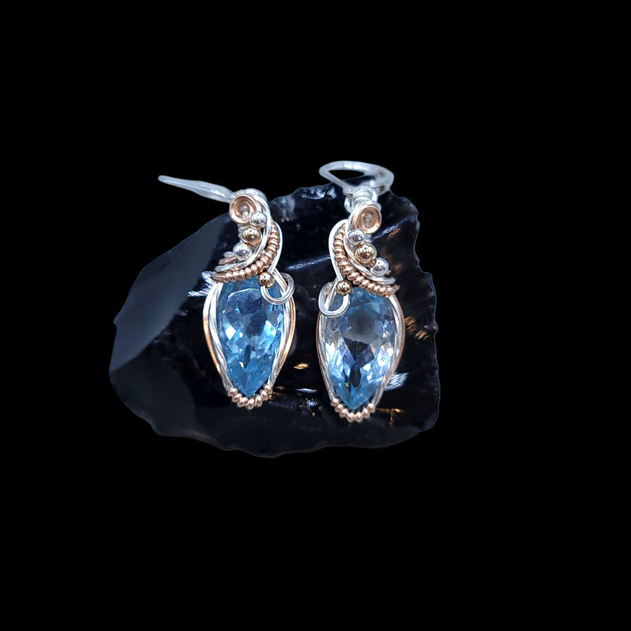 Mixed Metal Swiss Topaz Earrings