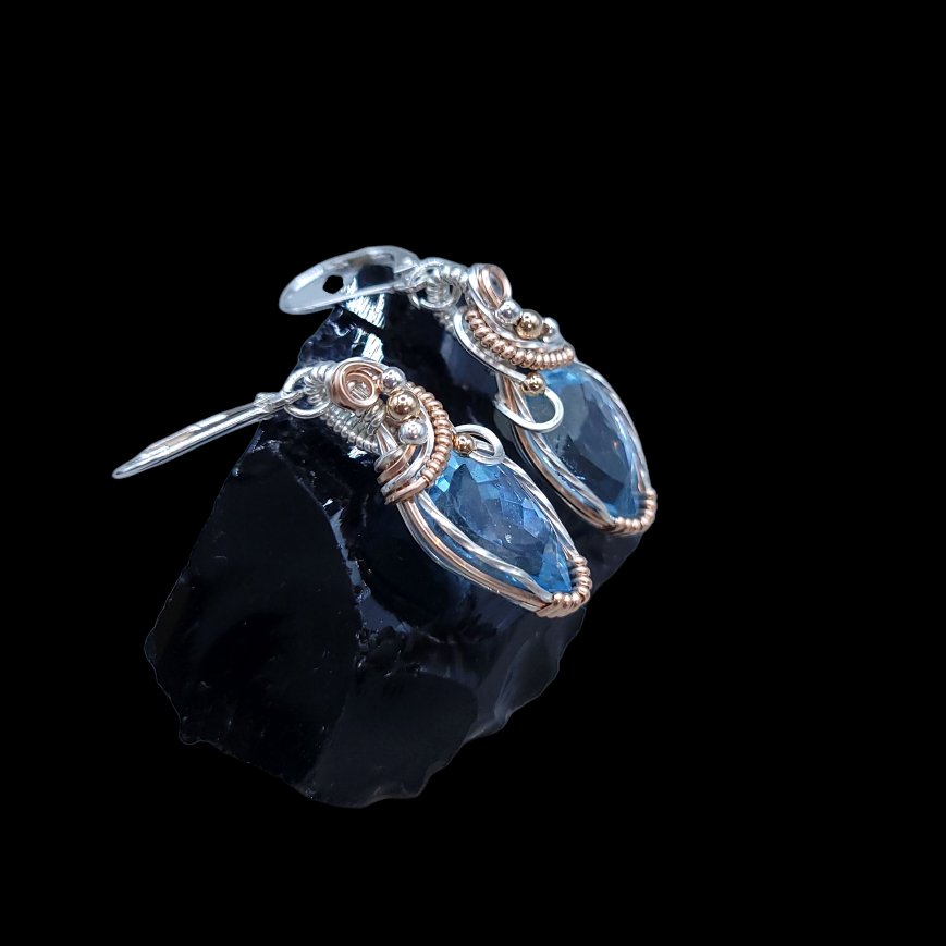 Mixed Metal Swiss Topaz Earrings