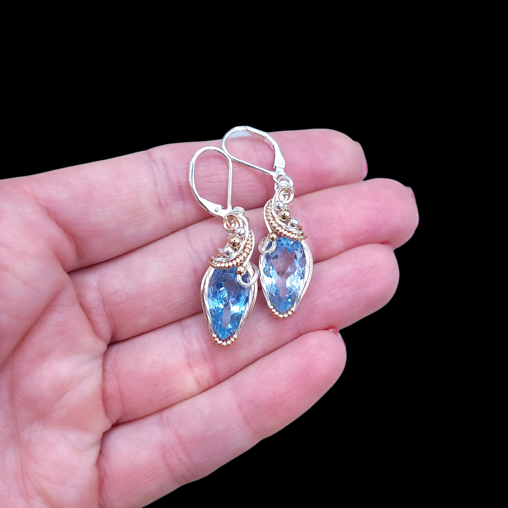 Mixed Metal Swiss Topaz Earrings