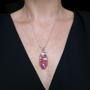 Mixed Metal Pink Spiny Oyster Turquoise Pendant