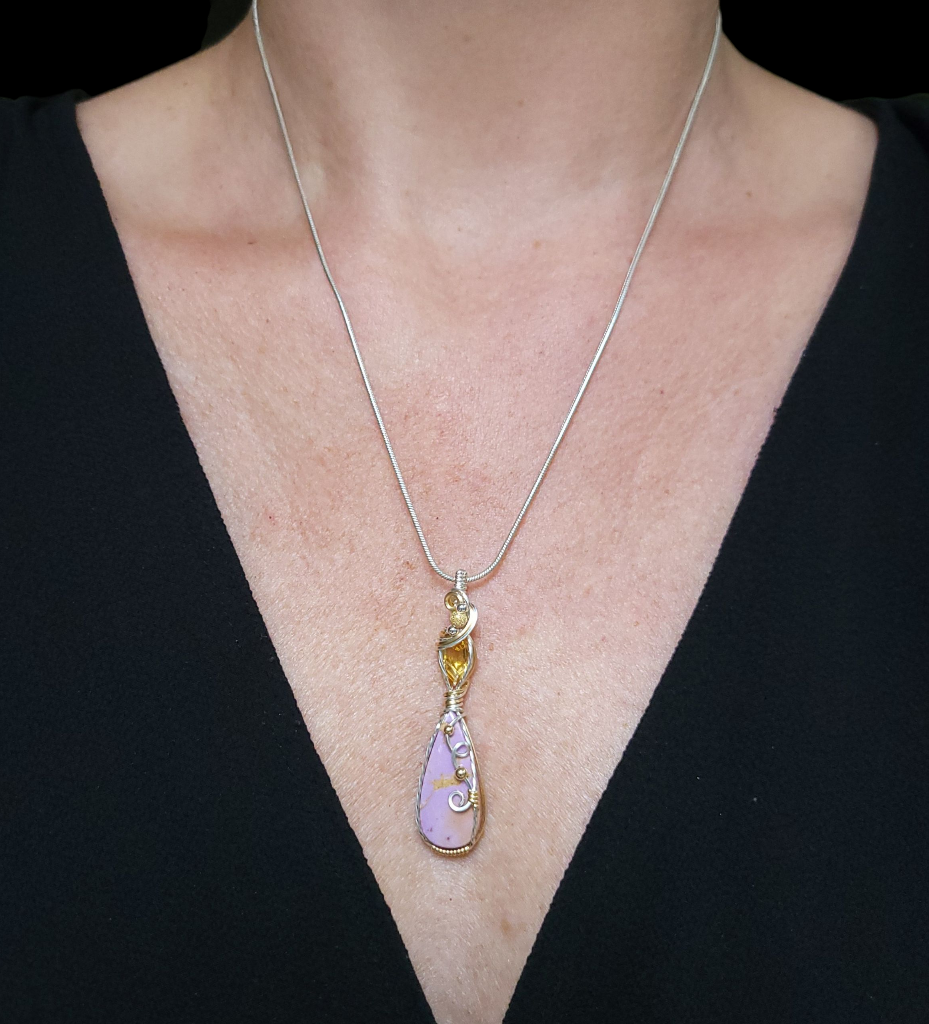 Mixed Metal Phosphosiderite/Citrine Pendant