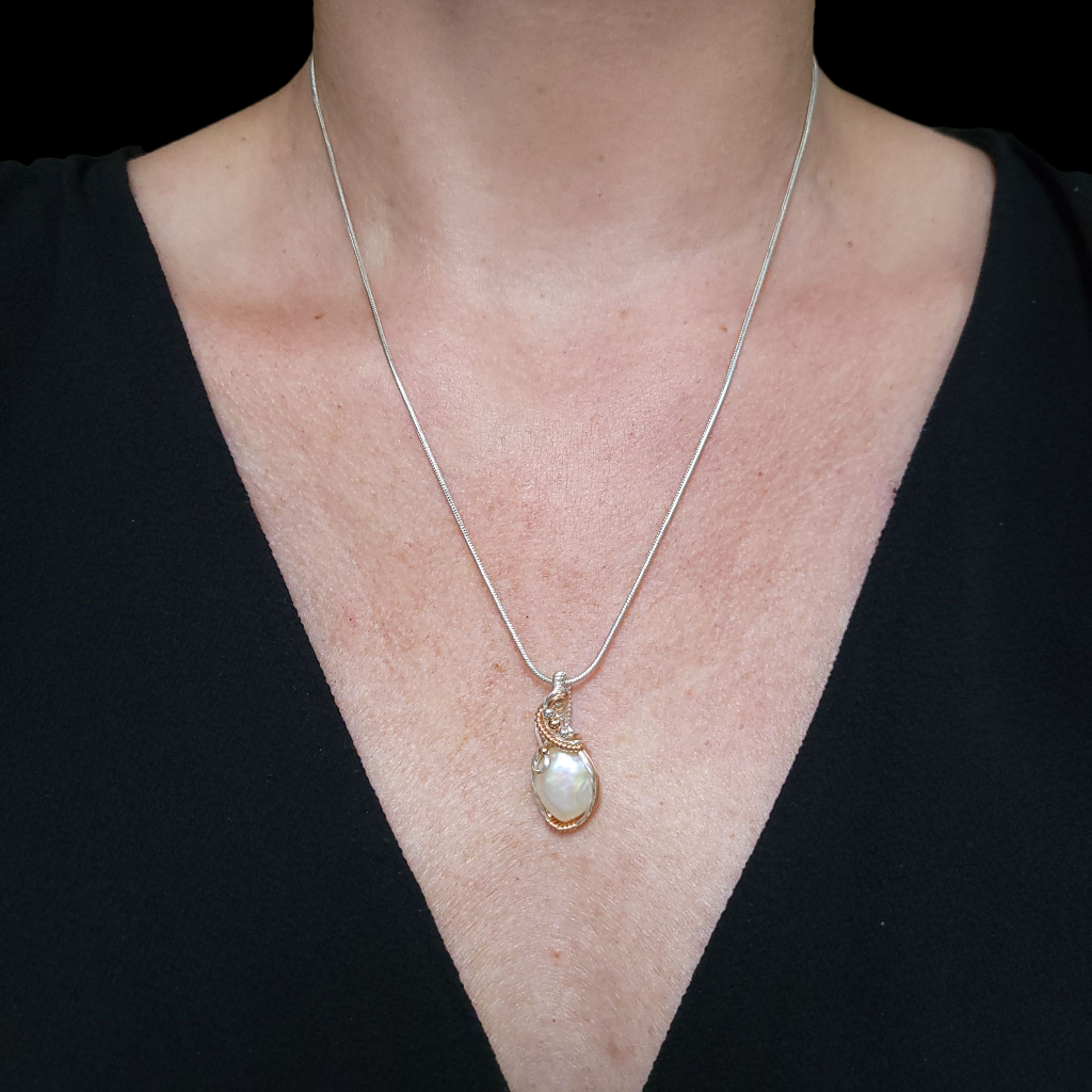 Mixed Metal Fresh Water Pearl Pendant