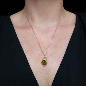 14K Rose Gold Filled Peridot Pendant