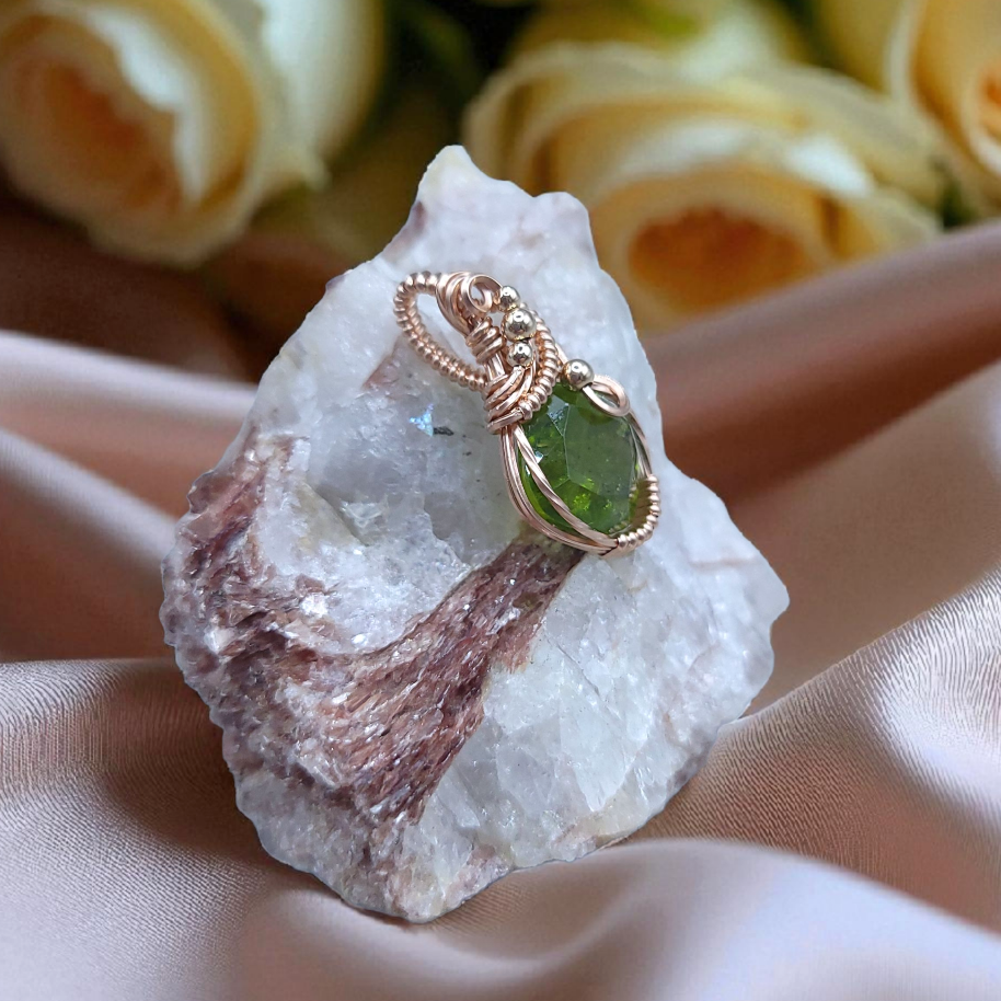 14K Rose Gold Filled Peridot Pendant