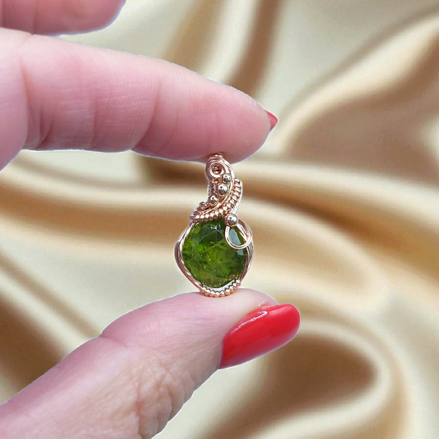 14K Rose Gold Filled Peridot Pendant