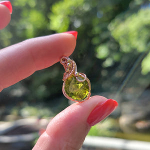 14K Rose Gold Filled Peridot Pendant